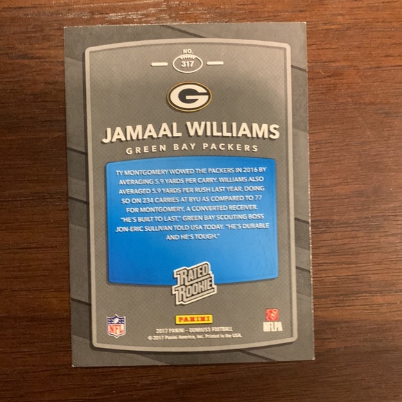Jamaal Williams 2017 Donruss Rated Rookie Card #317 - Picture 2 of 2